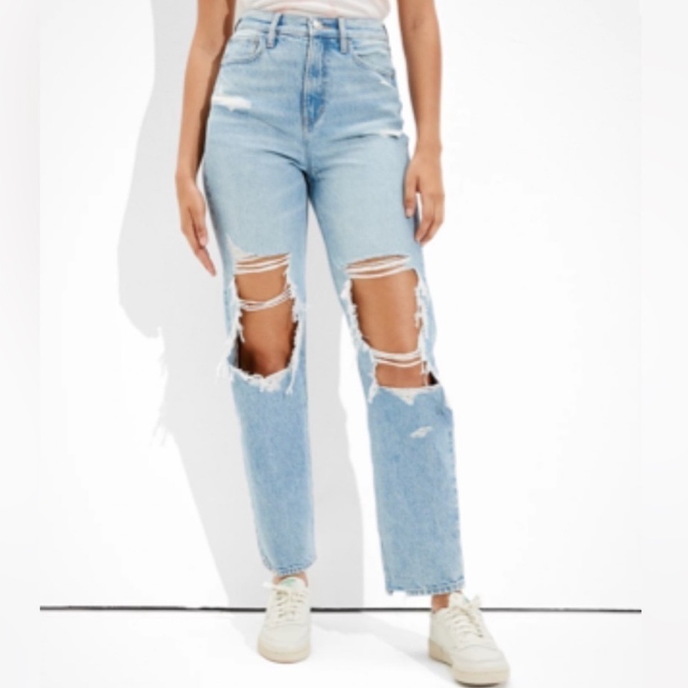 American Eagle Highest Rise 90s Boyfriend Distressed Jeans Denim 4 Regular